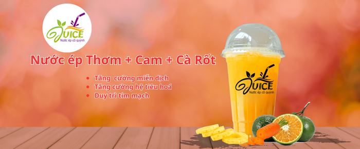 ảnh đại diện cho bài viết này về nước ép hỗn hợp thơm + cà rốt + cam